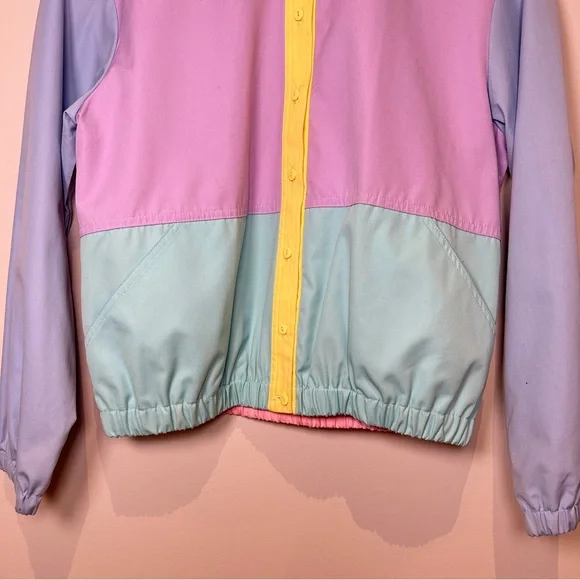 Vintage Leon Levin Pastel Colorblock Windbreaker Jacket 1980s Women’s Spring - Picture 4 of 7